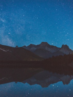湖泊倒影宁静夜景图片